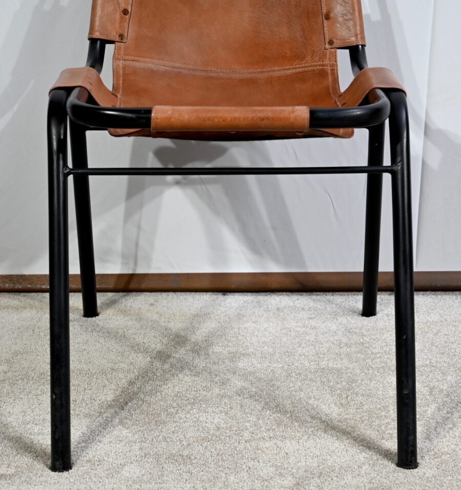 Paire de Chaises en Métal et Cuir, d'après C.Perriand pour les Arcs – 1960 – Image 16