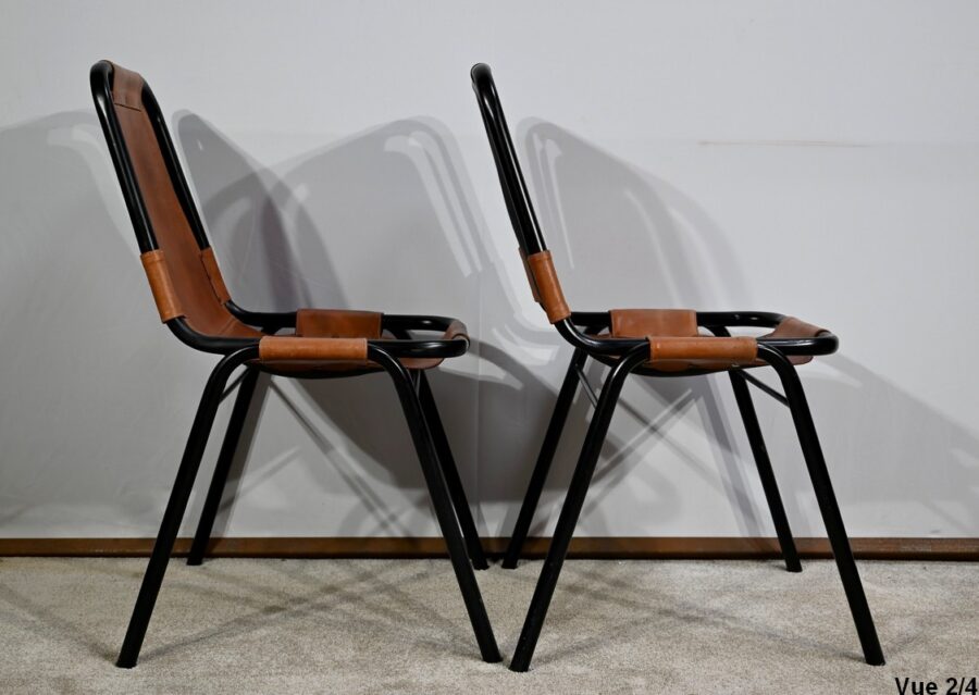 Paire de Chaises en Métal et Cuir, d'après C.Perriand pour les Arcs – 1960 – Image 17