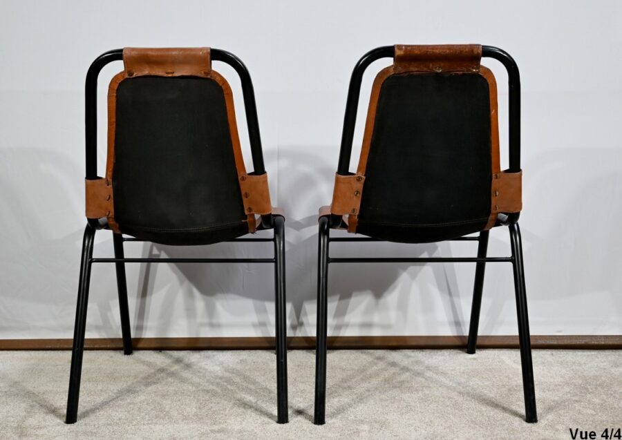 Paire de Chaises en Métal et Cuir, d'après C.Perriand pour les Arcs – 1960 – Image 19