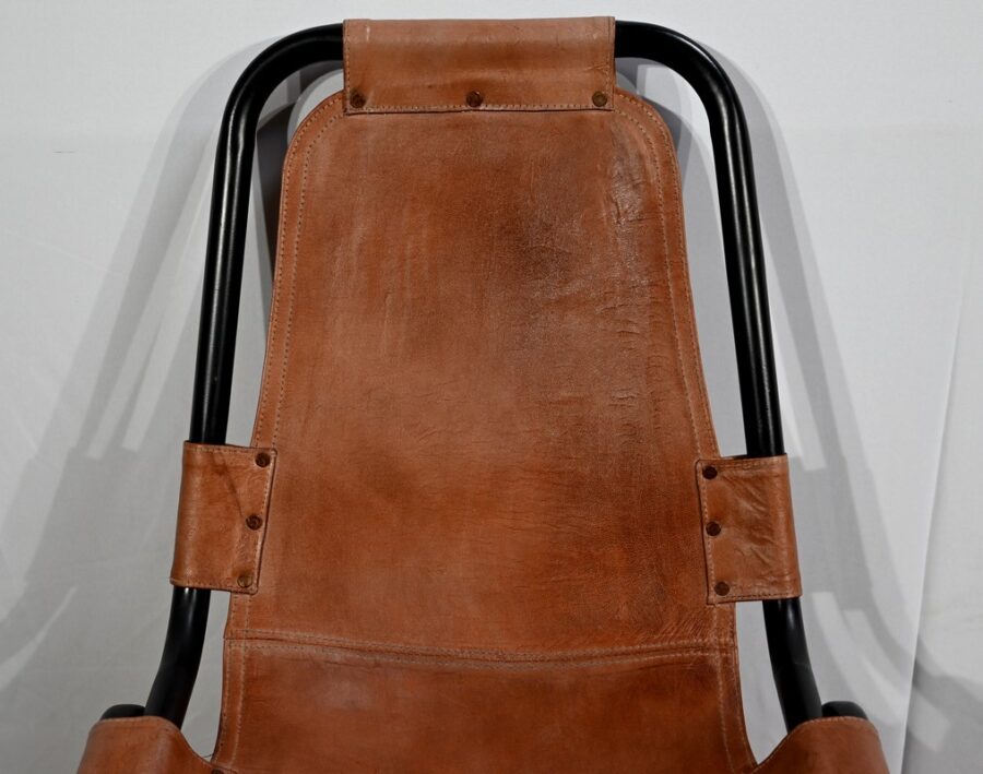 Paire de Chaises en Métal et Cuir, d'après C.Perriand pour les Arcs – 1960 – Image 9