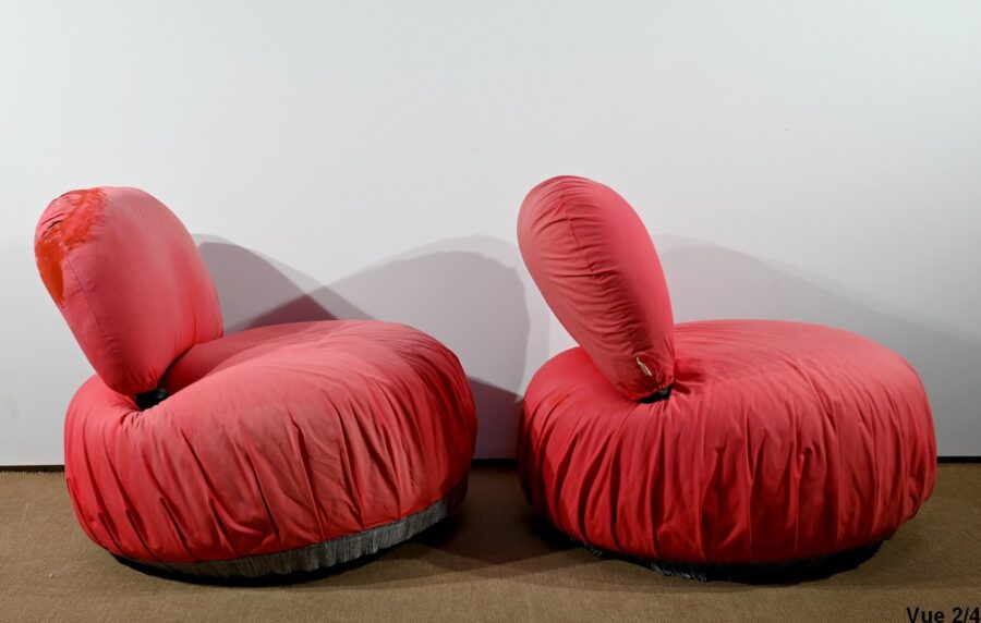 Paire de Fauteuils Pouf Cinna – 1980 – Image 18