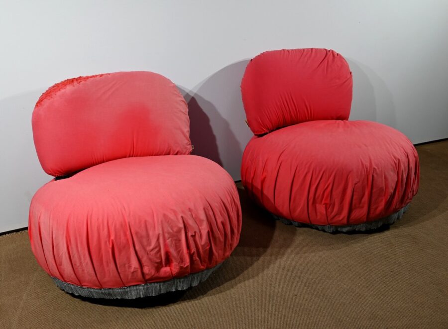 Paire de Fauteuils Pouf Cinna – 1980 – Image 2