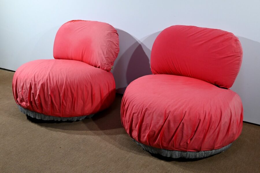 Paire de Fauteuils Pouf Cinna – 1980 – Image 3