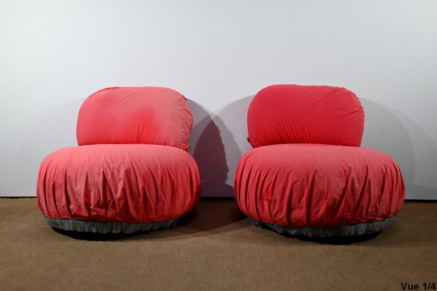 Paire de Fauteuils Pouf Cinna – 1980 – Image 4