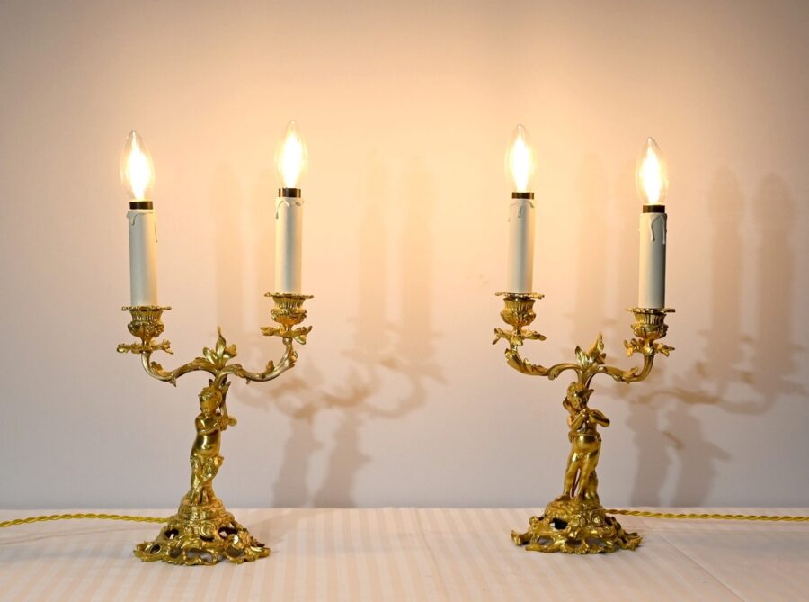 Paire de Chandeliers en Bronze Doré – Fin XIXe