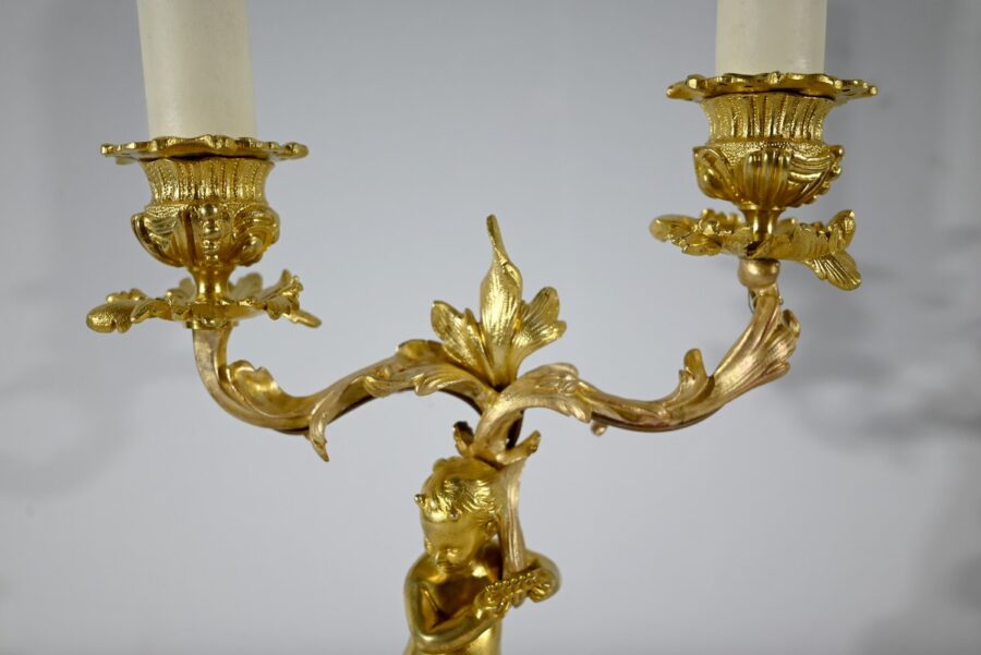 Paire de Chandeliers en Bronze Doré – Fin XIXe – Image 11