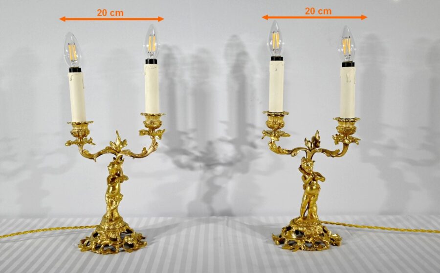 Paire de Chandeliers en Bronze Doré – Fin XIXe – Image 26