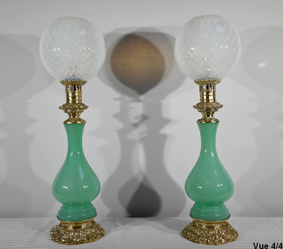 Paire de Lampes en Opaline et Bronze – Fin XIXe – Image 19