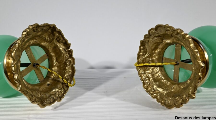 Paire de Lampes en Opaline et Bronze – Fin XIXe – Image 27