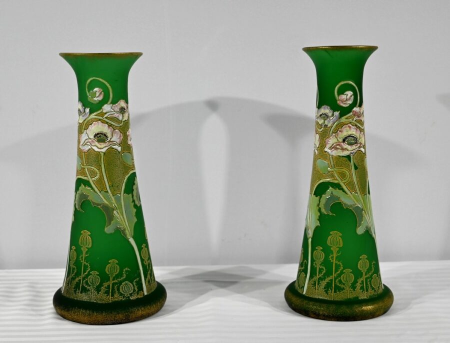 Paire de Vases en Pâte de Verre, Legras, Art Nouveau – Fin XIXe