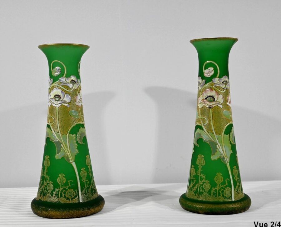 Paire de Vases en Pâte de Verre, Legras, Art Nouveau – Fin XIXe – Image 10