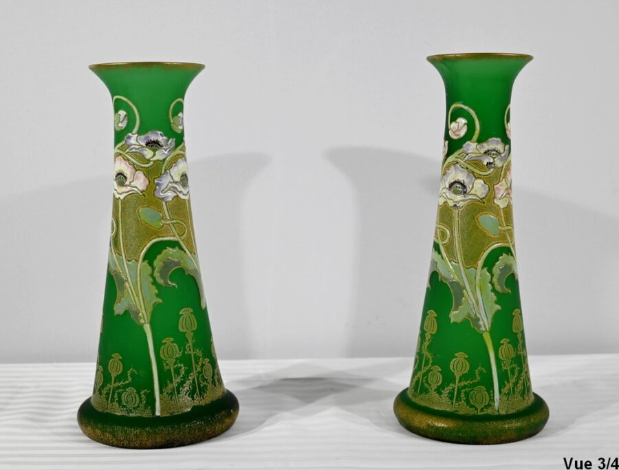 Paire de Vases en Pâte de Verre, Legras, Art Nouveau – Fin XIXe – Image 14