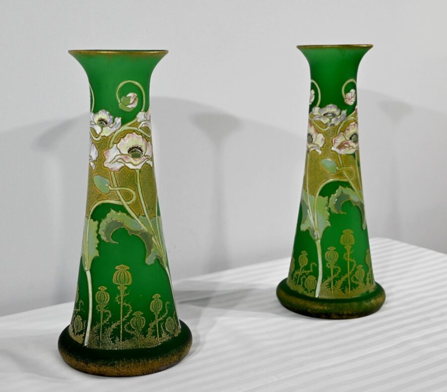 Paire de Vases en Pâte de Verre, Legras, Art Nouveau – Fin XIXe – Image 2