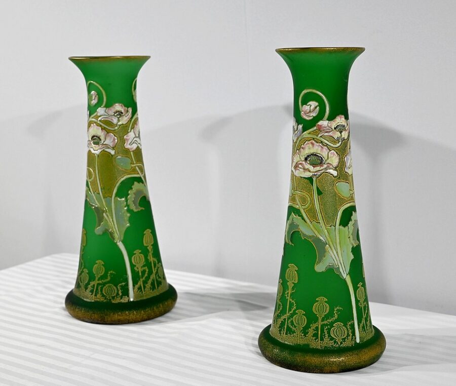 Paire de Vases en Pâte de Verre, Legras, Art Nouveau – Fin XIXe – Image 3