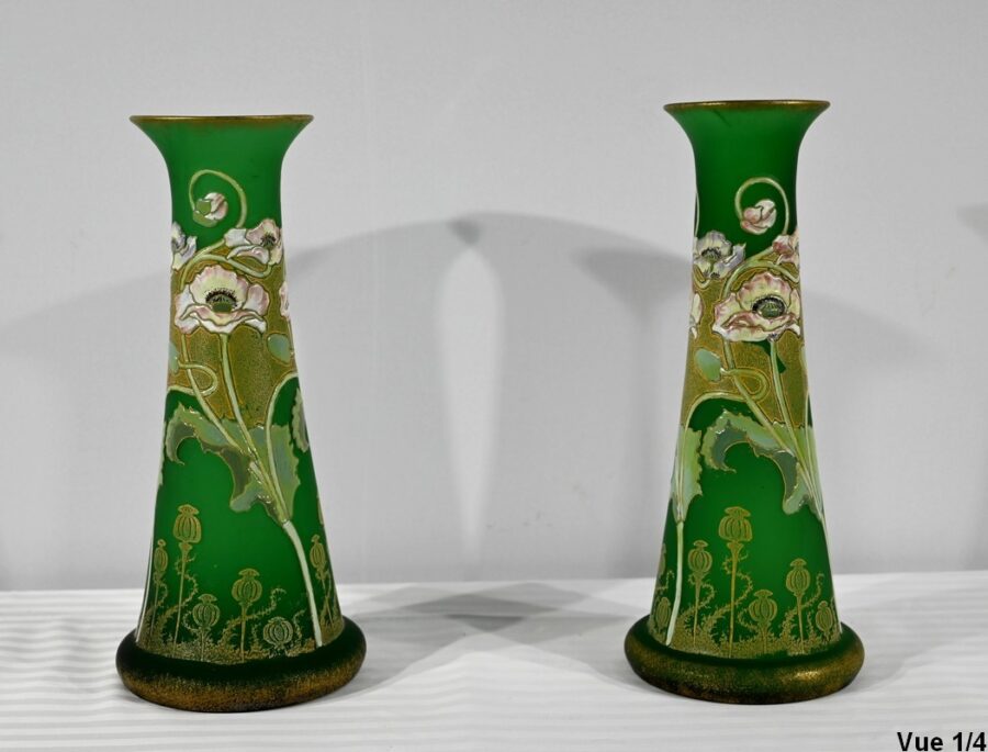 Paire de Vases en Pâte de Verre, Legras, Art Nouveau – Fin XIXe – Image 4