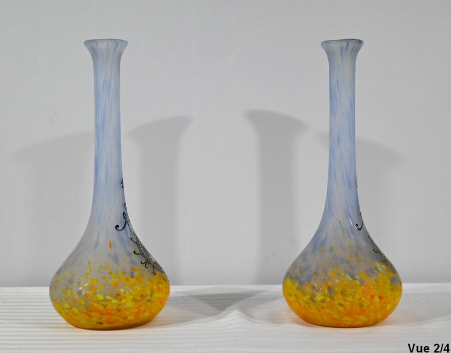 Paire de Vases en Pâte de Verre, signés Legras – 1900 – Image 16