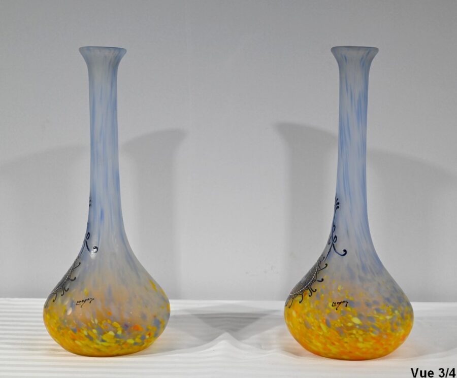 Paire de Vases en Pâte de Verre, signés Legras – 1900 – Image 17