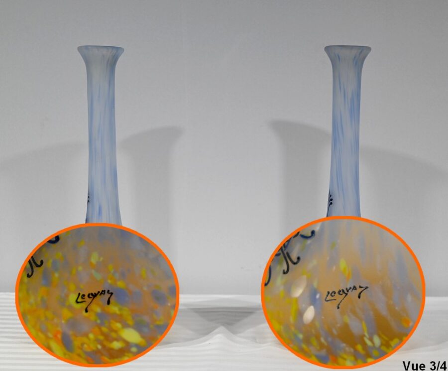 Paire de Vases en Pâte de Verre, signés Legras – 1900 – Image 18