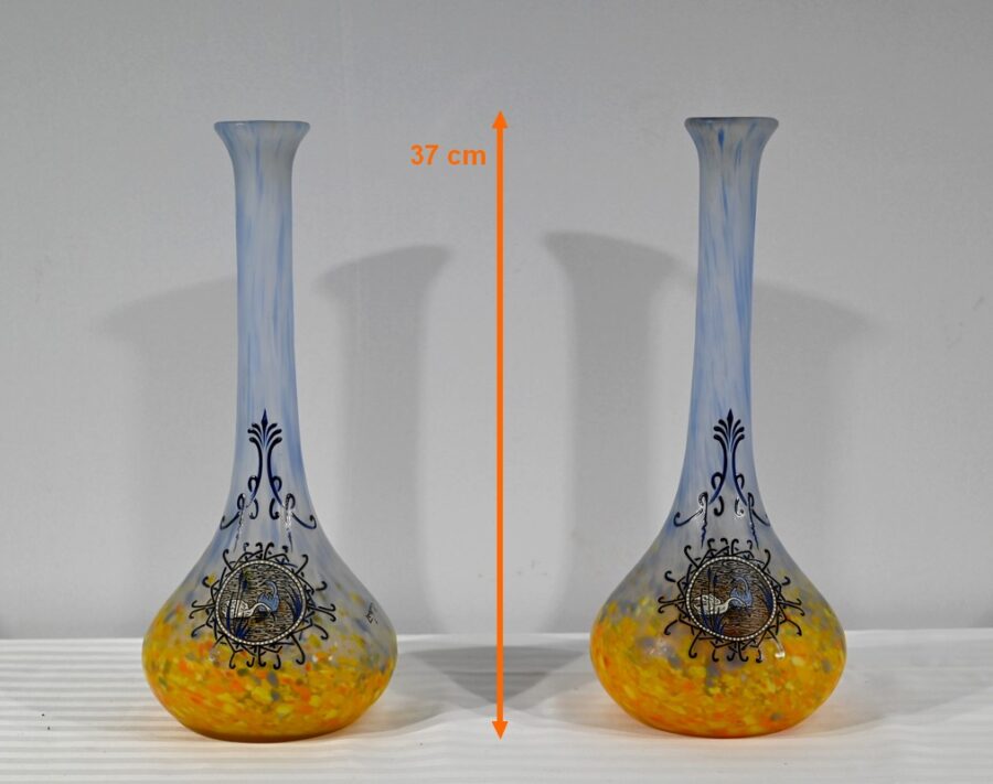 Paire de Vases en Pâte de Verre, signés Legras – 1900 – Image 20
