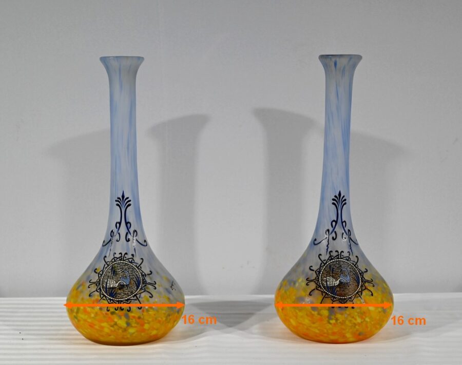 Paire de Vases en Pâte de Verre, signés Legras – 1900 – Image 21