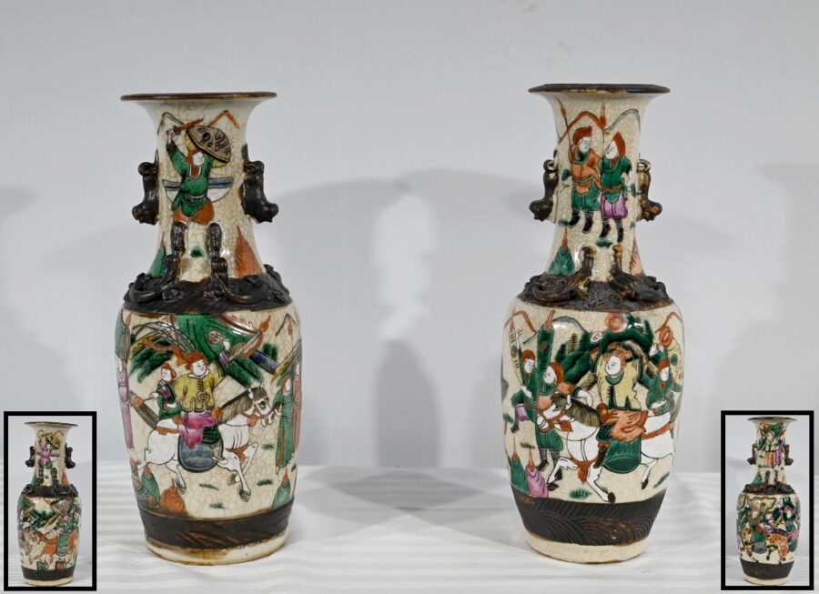 Paire de Vases en Porcelaine de Nankin, Chine – Fin XIXe