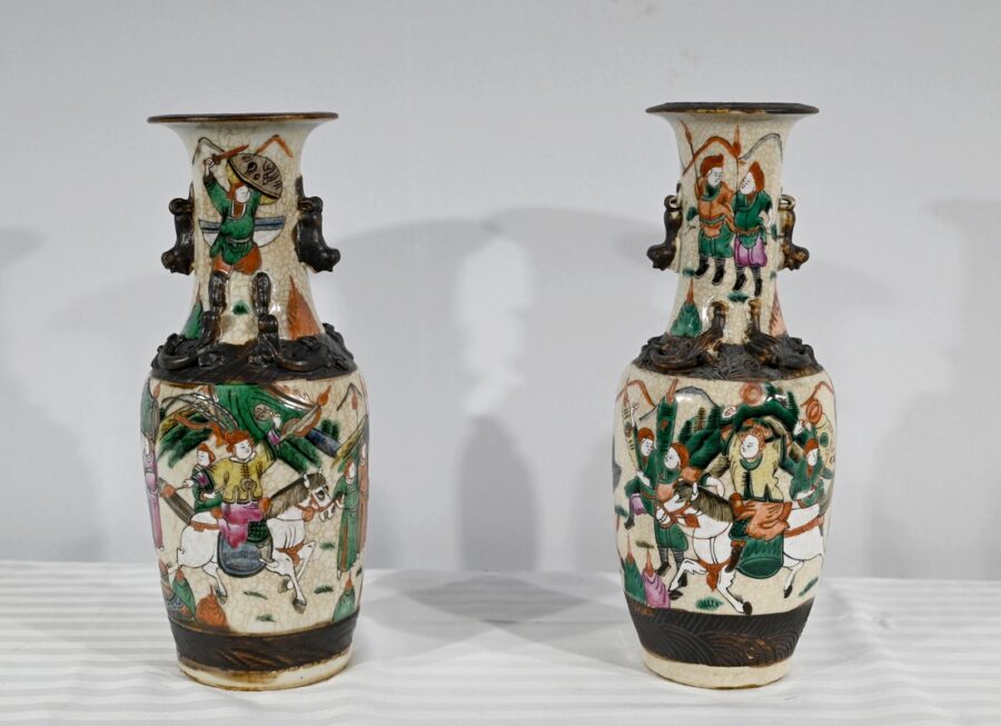 Paire de Vases en Porcelaine de Nankin, Chine – Fin XIXe – Image 2