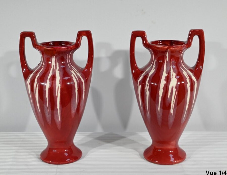 Paire de Vases en Céramique, Art Nouveau – 1900 – Image 4