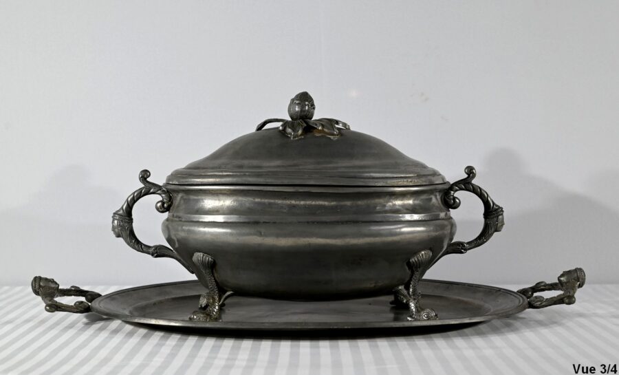 Soupière et Plateau en Etain Fin, estampillés L.Houzeaux – Début XXe – Image 19