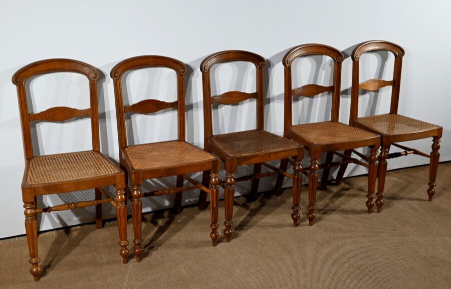 Suite de 5 Chaises en Chêne massif, époque Louis Philippe – 2ème Moitié du XIXe – Image 2