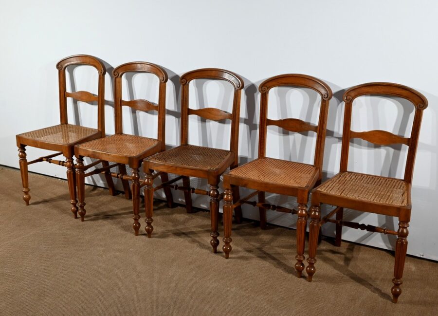 Suite de 5 Chaises en Chêne massif, époque Louis Philippe – 2ème Moitié du XIXe – Image 3