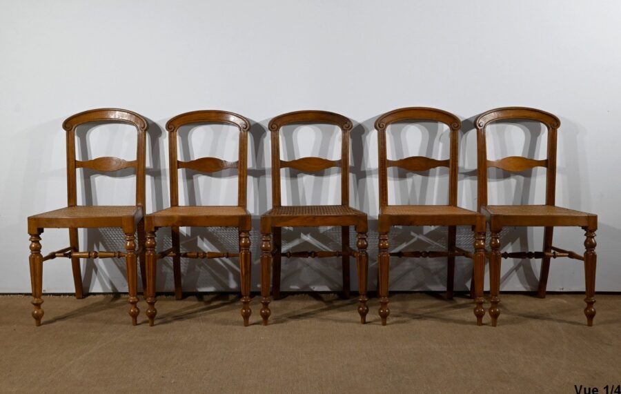 Suite de 5 Chaises en Chêne massif, époque Louis Philippe – 2ème Moitié du XIXe – Image 4
