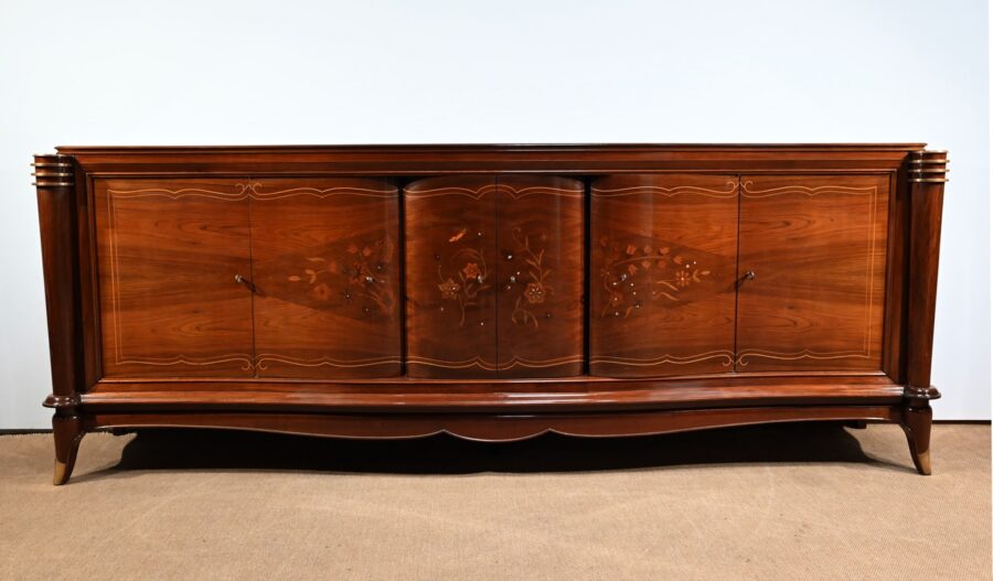 Enfilade 5 portes en Palissandre de Rio, attribuée à J.Leleu, Art Deco - 1940 – Image 2