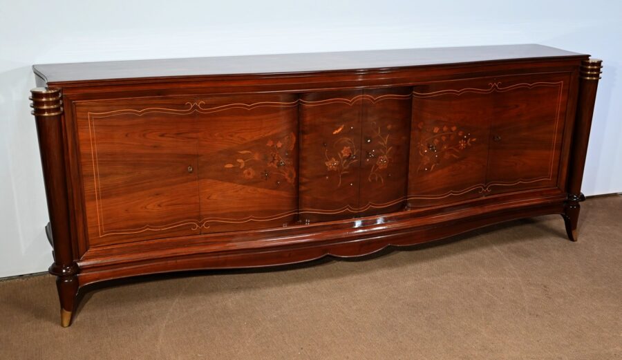 Enfilade 5 portes en Palissandre de Rio, attribuée à J.Leleu, Art Deco - 1940 – Image 3