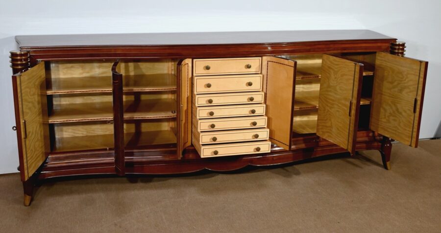 Enfilade 5 portes en Palissandre de Rio, attribuée à J.Leleu, Art Deco - 1940 – Image 20