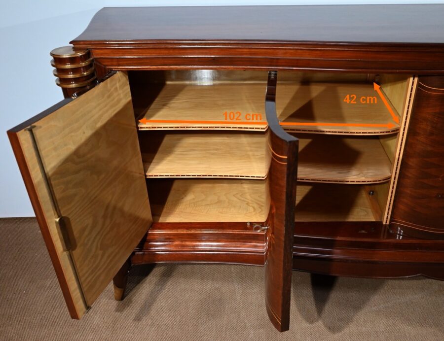 Enfilade 5 portes en Palissandre de Rio, attribuée à J.Leleu, Art Deco - 1940 – Image 34