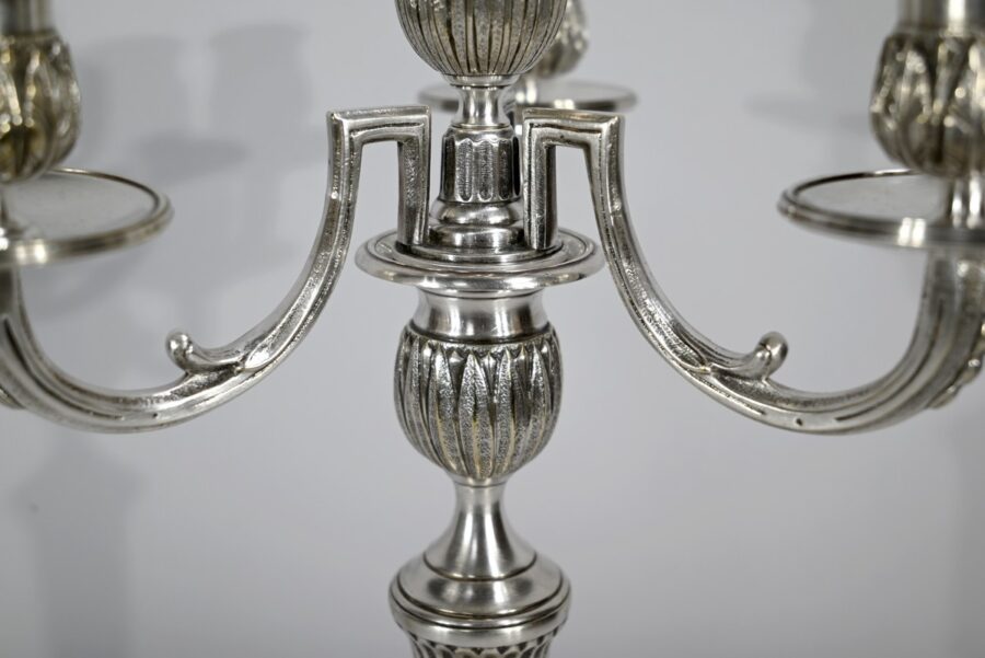 Paire de Chandeliers en Bronze Argenté – Fin XIXe – Image 10