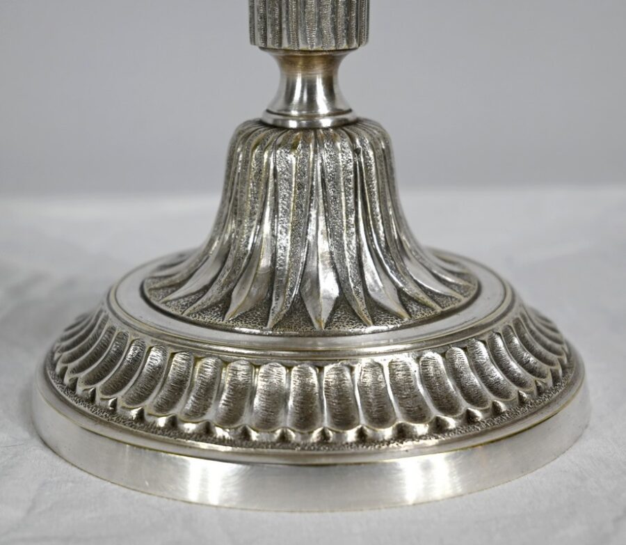 Paire de Chandeliers en Bronze Argenté – Fin XIXe – Image 17