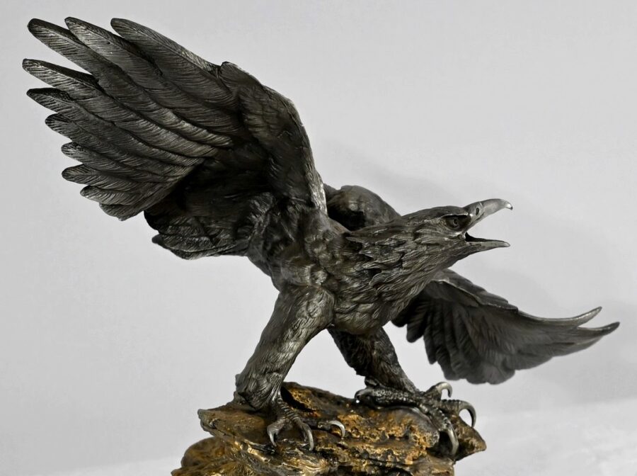 Sculpture en Étain « Bald Eagle », signée P.Brunelle – XXe – Image 5