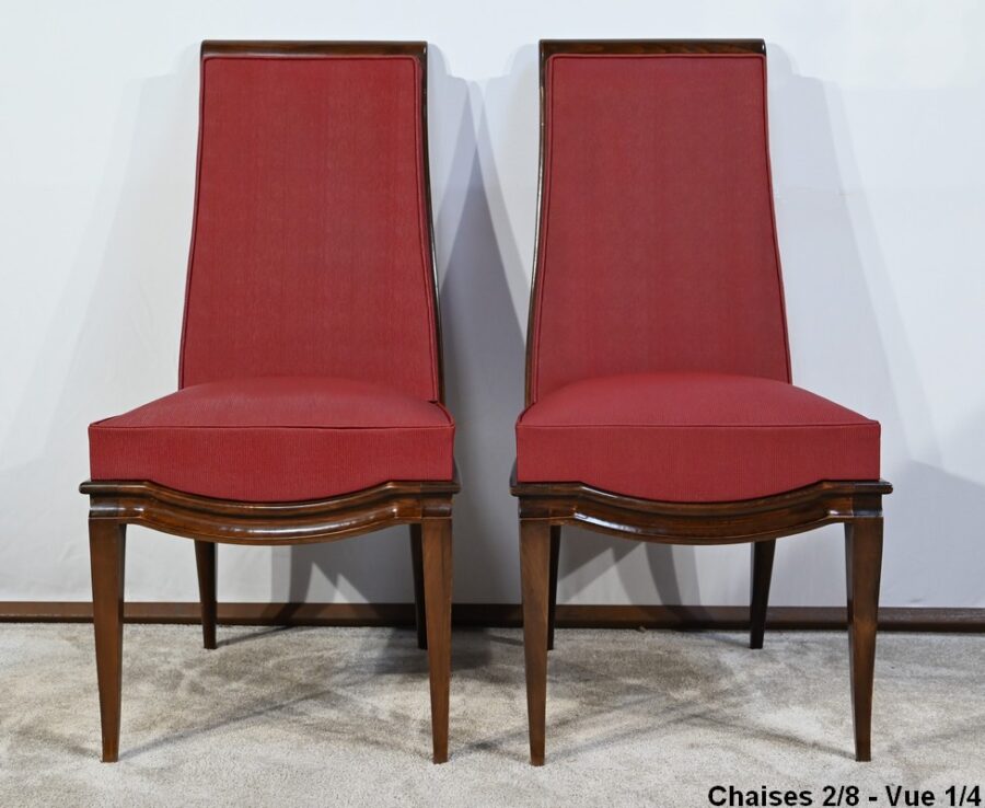 Suite de 8 Chaises en Hêtre Massif, attribuée à J.Leleu, Art Déco - 1940 – Image 21