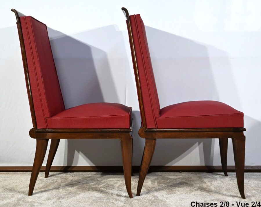 Suite de 8 Chaises en Hêtre Massif, attribuée à J.Leleu, Art Déco - 1940 – Image 22