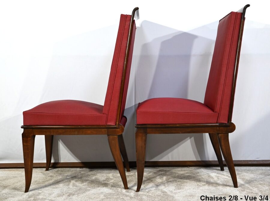 Suite de 8 Chaises en Hêtre Massif, attribuée à J.Leleu, Art Déco - 1940 – Image 23