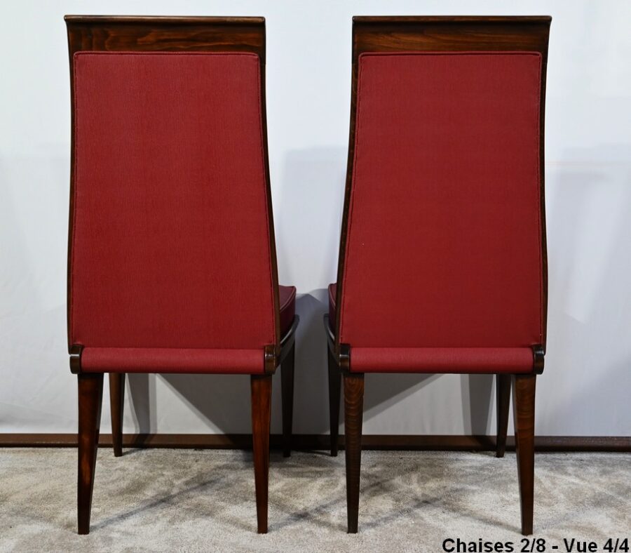 Suite de 8 Chaises en Hêtre Massif, attribuée à J.Leleu, Art Déco - 1940 – Image 24