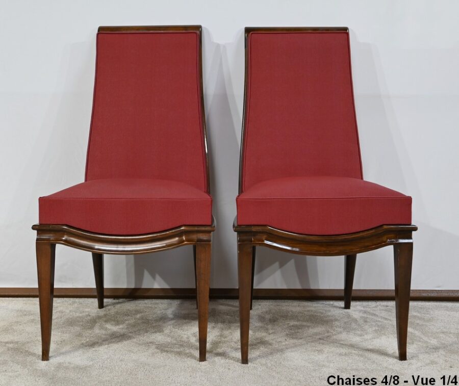 Suite de 8 Chaises en Hêtre Massif, attribuée à J.Leleu, Art Déco - 1940 – Image 25