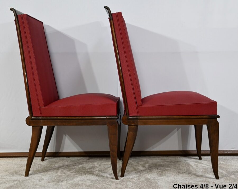 Suite de 8 Chaises en Hêtre Massif, attribuée à J.Leleu, Art Déco - 1940 – Image 26