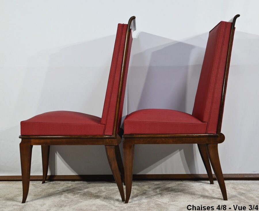 Suite de 8 Chaises en Hêtre Massif, attribuée à J.Leleu, Art Déco - 1940 – Image 27