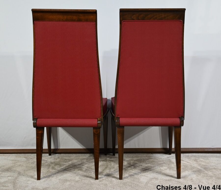 Suite de 8 Chaises en Hêtre Massif, attribuée à J.Leleu, Art Déco - 1940 – Image 28
