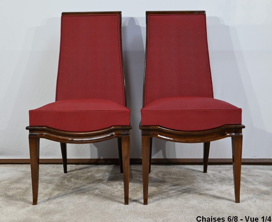 Suite de 8 Chaises en Hêtre Massif, attribuée à J.Leleu, Art Déco - 1940 – Image 29