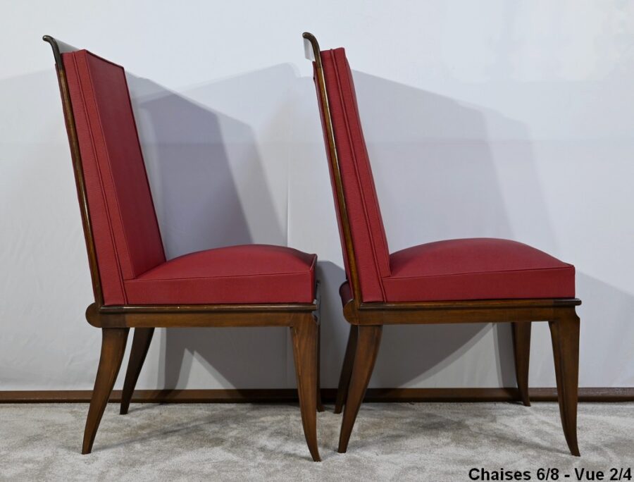 Suite de 8 Chaises en Hêtre Massif, attribuée à J.Leleu, Art Déco - 1940 – Image 30
