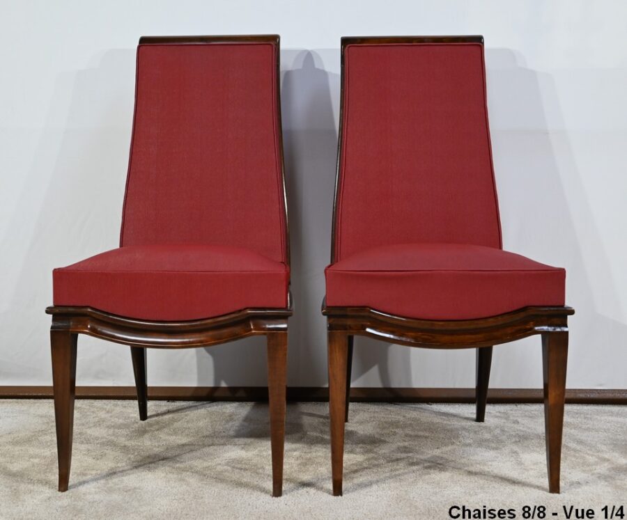 Suite de 8 Chaises en Hêtre Massif, attribuée à J.Leleu, Art Déco - 1940 – Image 33