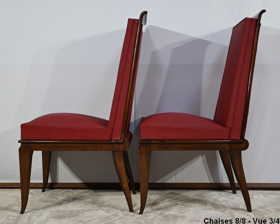 Suite de 8 Chaises en Hêtre Massif, attribuée à J.Leleu, Art Déco - 1940 – Image 35